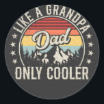 Sticker Rond Papa aime grand-père seulement Glacière Retro<br><div class="desc">Papa Like a Grand-père Only Glacière paternité Vintage Rétro Vintage Funny Crew Graphic design Cadeau Classic Round Stickers Collection Classic.</div>