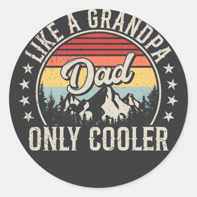 Sticker Rond Papa aime grand-père seulement Glacière Retro (Devant)