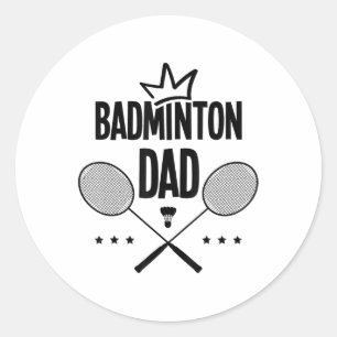 Sticker Rond Papa Badminton Joueur de Badminton Volant Sport In