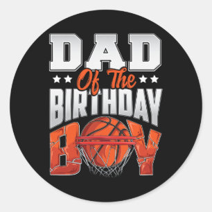 Sticker Rond Papa basket-ball anniversaire Garçon Famille Balle