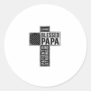 Sticker Rond Papa béni Croix Christian Vintage Typographie De