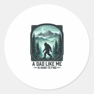Sticker Rond Papa Bigfoot Gravure Vintage Fun T-Shirt Papa Drôl