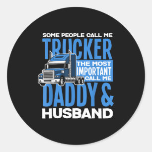 Sticker Rond Papa camionneur mari conduite de camion