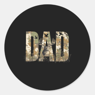Sticker Rond Papa camouflage drôle chasse camouflage cerf fête