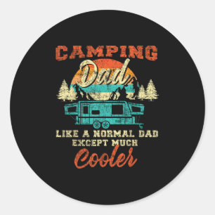 Sticker Rond Papa campeur Pop Up Camper Caravane Rétro Vintage