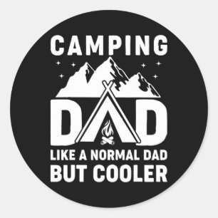 Sticker Rond Papa camping drôle de campeur Fête des pères avent