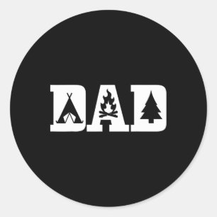 Sticker Rond Papa camping Fête des Pères Extérieur Bushcraft Ca