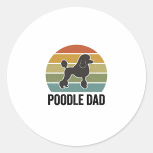 Sticker Rond Papa Caniche Crépuscule Vintage Design pour Amoure