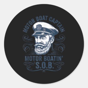 Sticker Rond Papa capitaine drôle de bateau ponton capitaine de