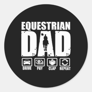 Sticker Rond Papa cavalier drôle humour père de famille équitat