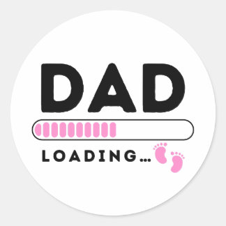 Sticker Rond Papa Charger bébé fille rose Bientôt être papa
