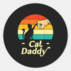 Sticker Rond Papa Chat Drôle Vintage Amateur de Chat Papa Chat 