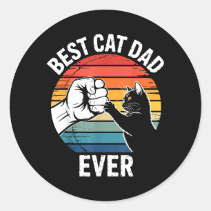 Sticker Rond Papa Chat Éternel T-shirt Drôle Hommes Papa Chat F
