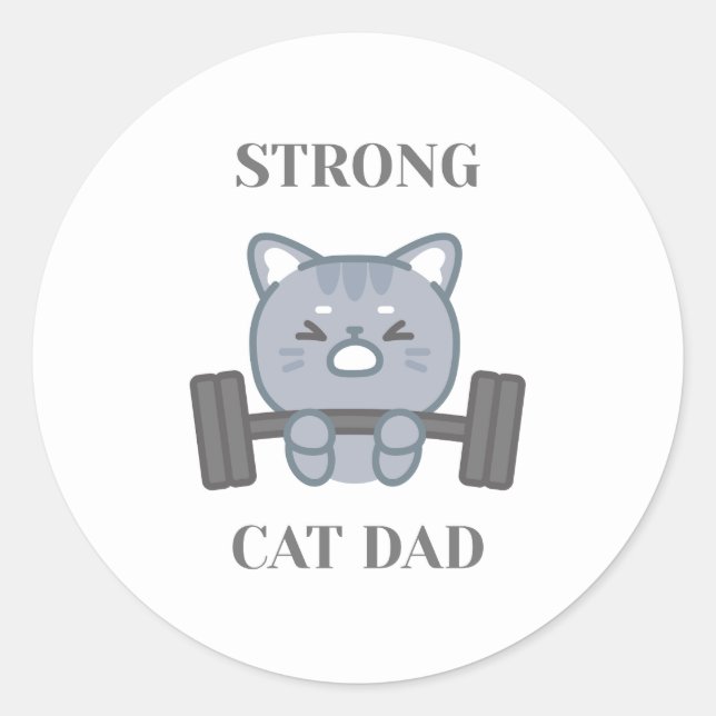 Sticker Rond Papa Chat Fort (Devant)