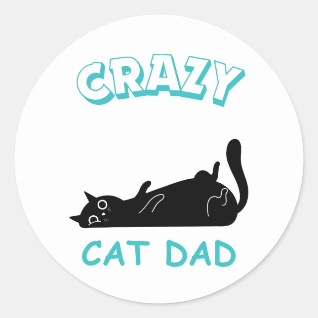 Sticker Rond Papa Chat Fou Drôle (Devant)