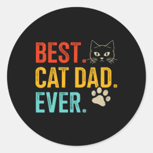Sticker Rond Papa Chat Jamais Vintage Pour Fête des pères Rétro