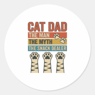 Sticker Rond Papa Chat Le Fournisseur de Snacks Chemise Vintage