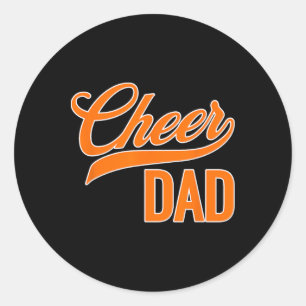 Sticker Rond Papa cheer bleu et orange Équipe de cheerleading a
