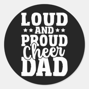 Sticker Rond Papa cheer homme fille de cheerleading fière et fo