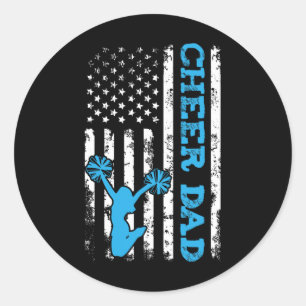 Sticker Rond Papa cheer USA Drapeau américain Cheerleader Papa 