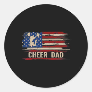 Sticker Rond Papa Cheer Vintage Drapeau Américain Usa Cheerlead