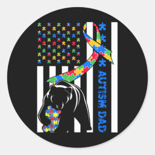 Sticker Rond Papa Chemises Sensibilisation sur l'autisme Drapea