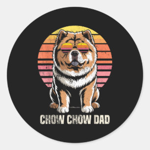 Sticker Rond Papa Chow Chow Rétro Cool Drôle Propriétaire De Ch