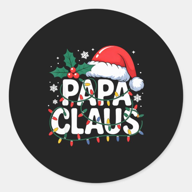 Sticker Rond Papa Claus Christmas Lights Santa Family Matching  (Devant)