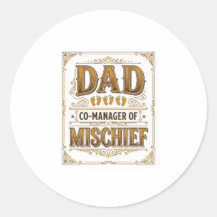 Sticker Rond Papa Co-gérant de la farce Conception de père drôl
