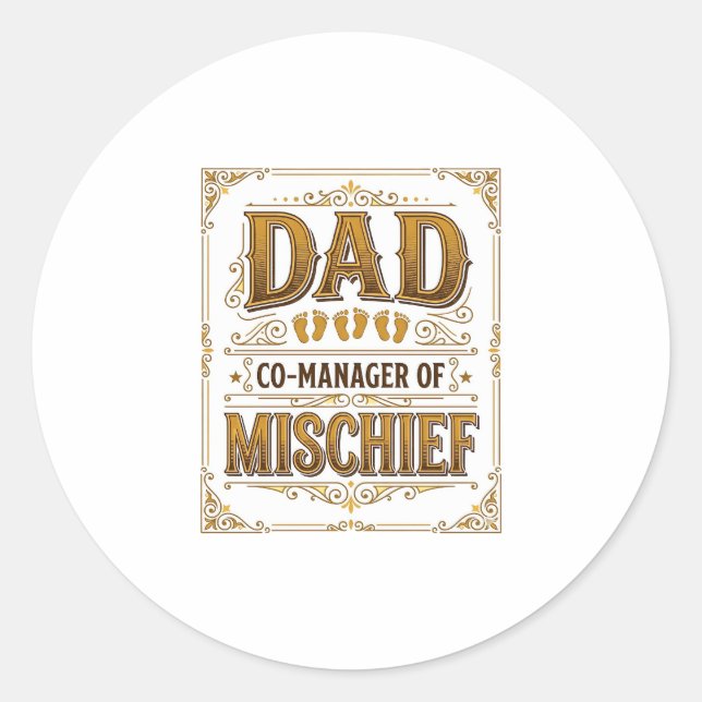 Sticker Rond Papa Co-gérant de la farce Conception de père drôl (Devant)