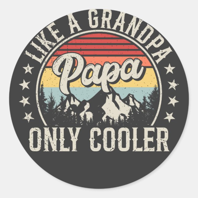 Sticker Rond Papa comme grand-père seulement Glacière Retro (Devant)