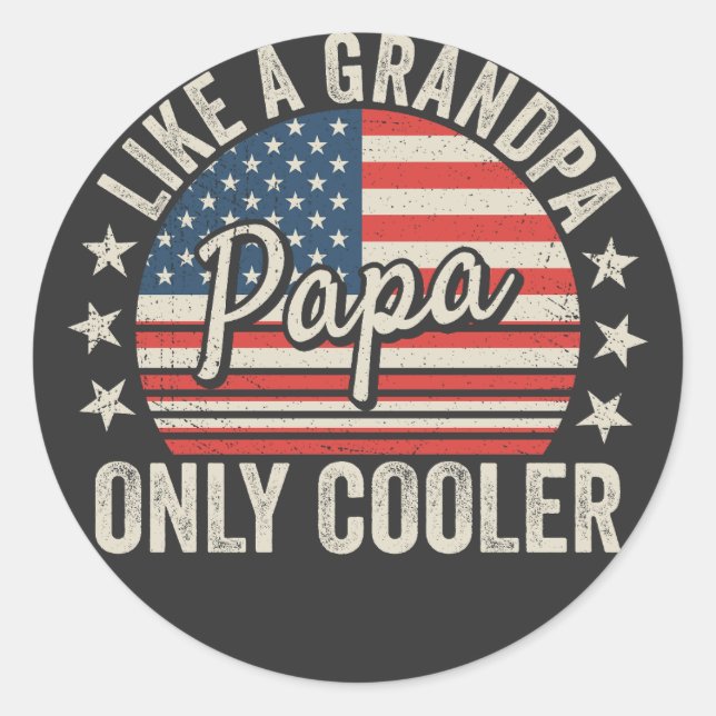 Sticker Rond Papa comme un grand-père seulement Glacière USA Dr (Devant)
