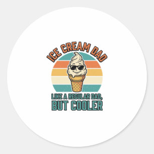 Sticker Rond Papa Crème Glacée Vintage Drôle T-Shirt Papa Coole