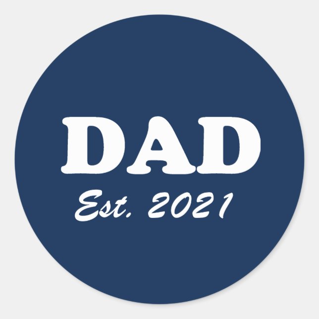 Sticker Rond Papa Custom Date fixe marine bleu moderne fun (Devant)