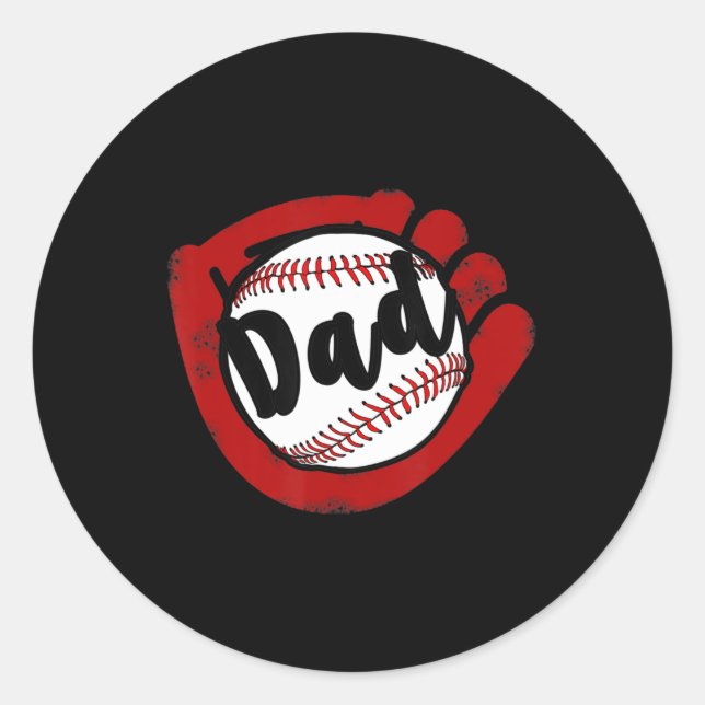 Sticker Rond Papa de baseball pour la mère de softball (Devant)