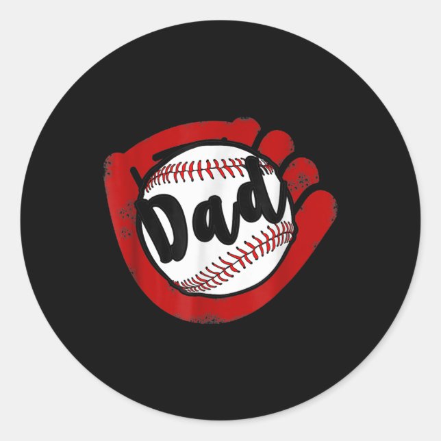 Sticker Rond Papa De Baseball Softball Maman (Devant)
