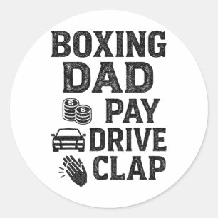 Sticker Rond Papa de boxe paie la conduite applaudie Drôles de