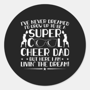 Sticker Rond Papa de cheerleading drôle Papa cheer Papa de chee