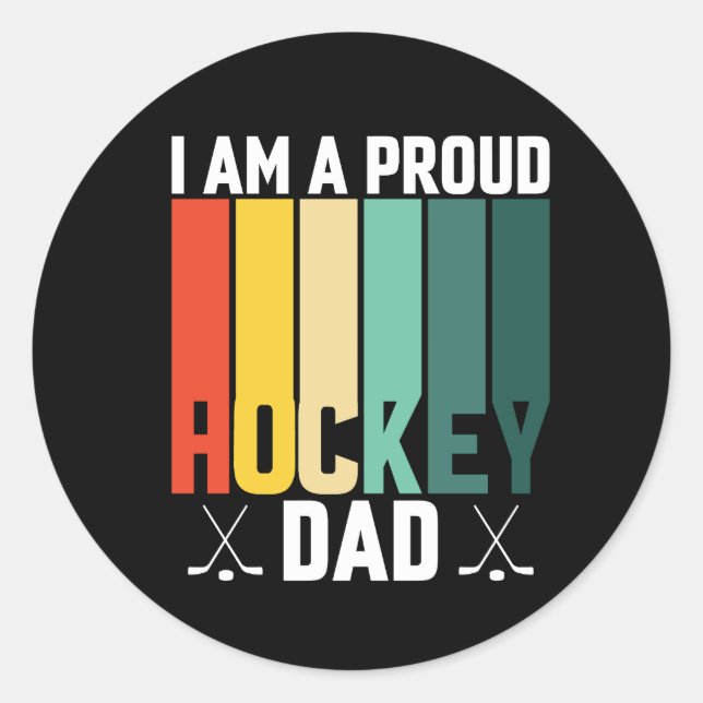 Sticker Rond Papa de hockey fier (Devant)