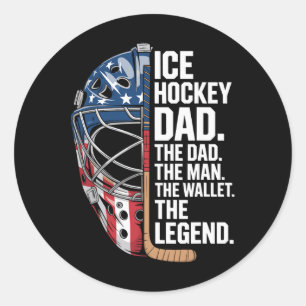 Sticker Rond Papa de hockey sur glace L'homme Le portefeuille