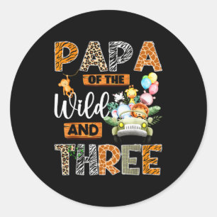 Sticker Rond Papa de la vie sauvage et garçon safari pour trois