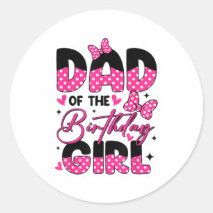 Sticker Rond Papa De L'Anniversaire Fille Rose Famille Fille An