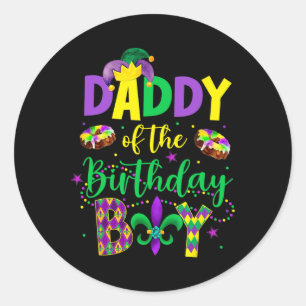 Sticker Rond Papa De L'Anniversaire Garçon Chemise Mardi Gras P
