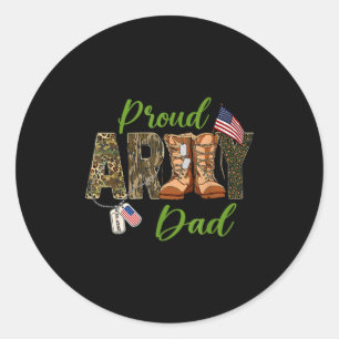 Sticker Rond Papa de l'armée fier Drapeau américain