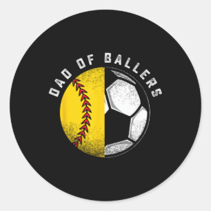 Sticker Rond Papa de Llers Père Fils Foot Softll Joueur de Foot