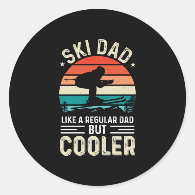 Sticker Rond Papa de ski (Devant)