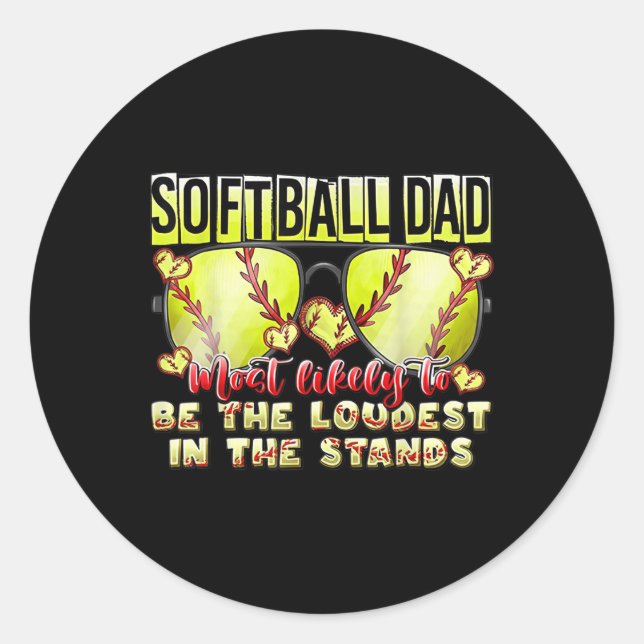 Sticker Rond Papa De Softball Est Probablement Le Pères Le Plus (Devant)