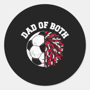 Sticker Rond Papa des deux Papa de cheer de foot Papa drôle de 