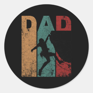Sticker Rond Papa d'escalade de roche vintage silhouette Fête d