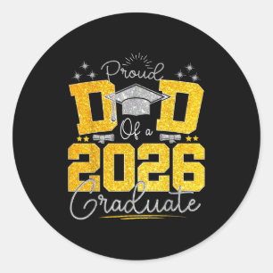 Sticker Rond Papa diplômé senior 2026 papa fier d'un 2026